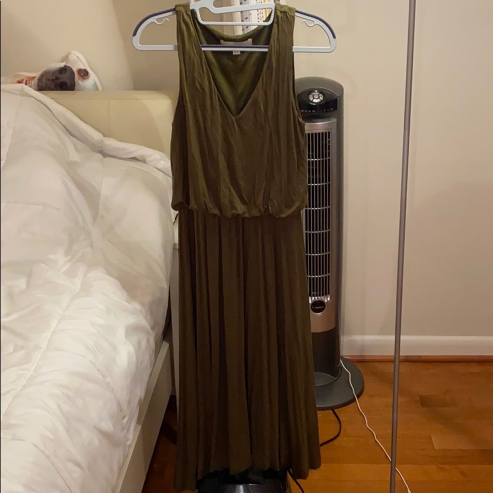 Loft olive midi dress